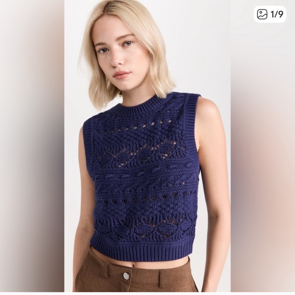 Madewell Open Stitch Sweater Vest in Navy XXS